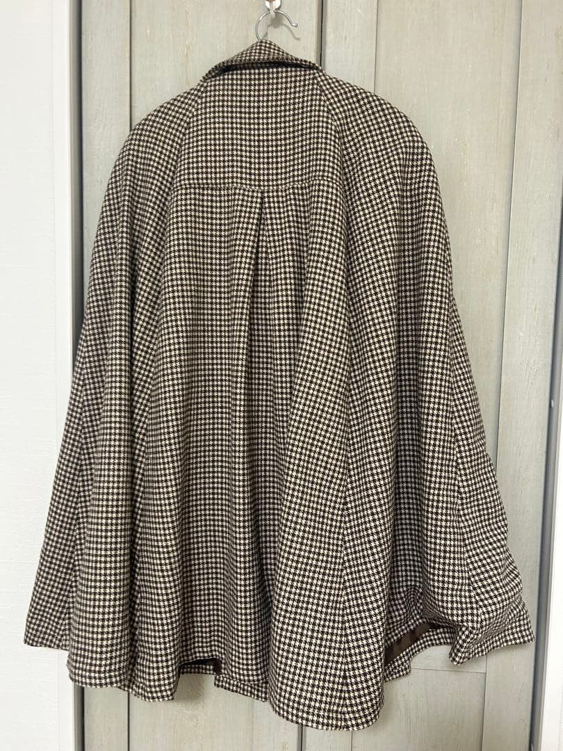 Axes Femme Houndstooth Cape Coat Jacket Poncho brown free size Used from japan