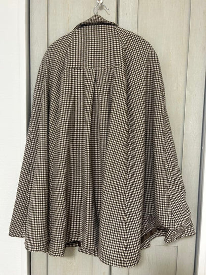 Axes Femme Houndstooth Cape Coat Jacket Poncho brown free size Used from japan