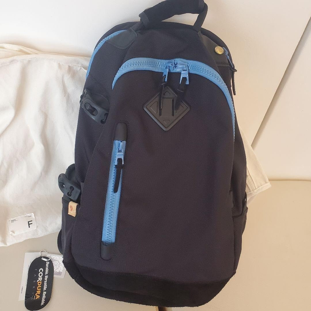 Visvim 20L Backpack Rucksack Black Nylon Suede Blue Zip Bag Rare Japan Used