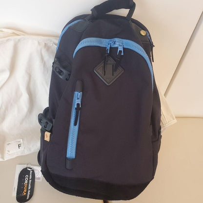 Visvim 20L Backpack Rucksack Black Nylon Suede Blue Zip Bag Rare Japan Used