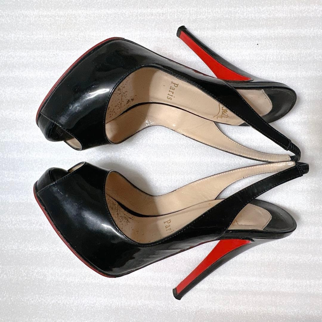 Rare Christian Louboutin Black Patent Platform Pumps Size EU34/US4