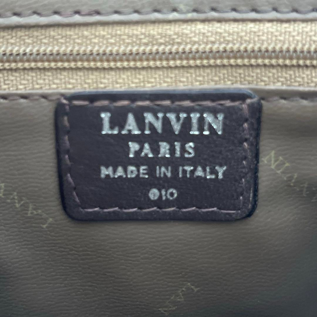 "Lanvin Mini Crossbody Shoulder Bag Brown Leather Logo Rare Authentic" /Used++