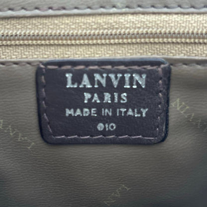 "Lanvin Mini Crossbody Shoulder Bag Brown Leather Logo Rare Authentic" /Used++