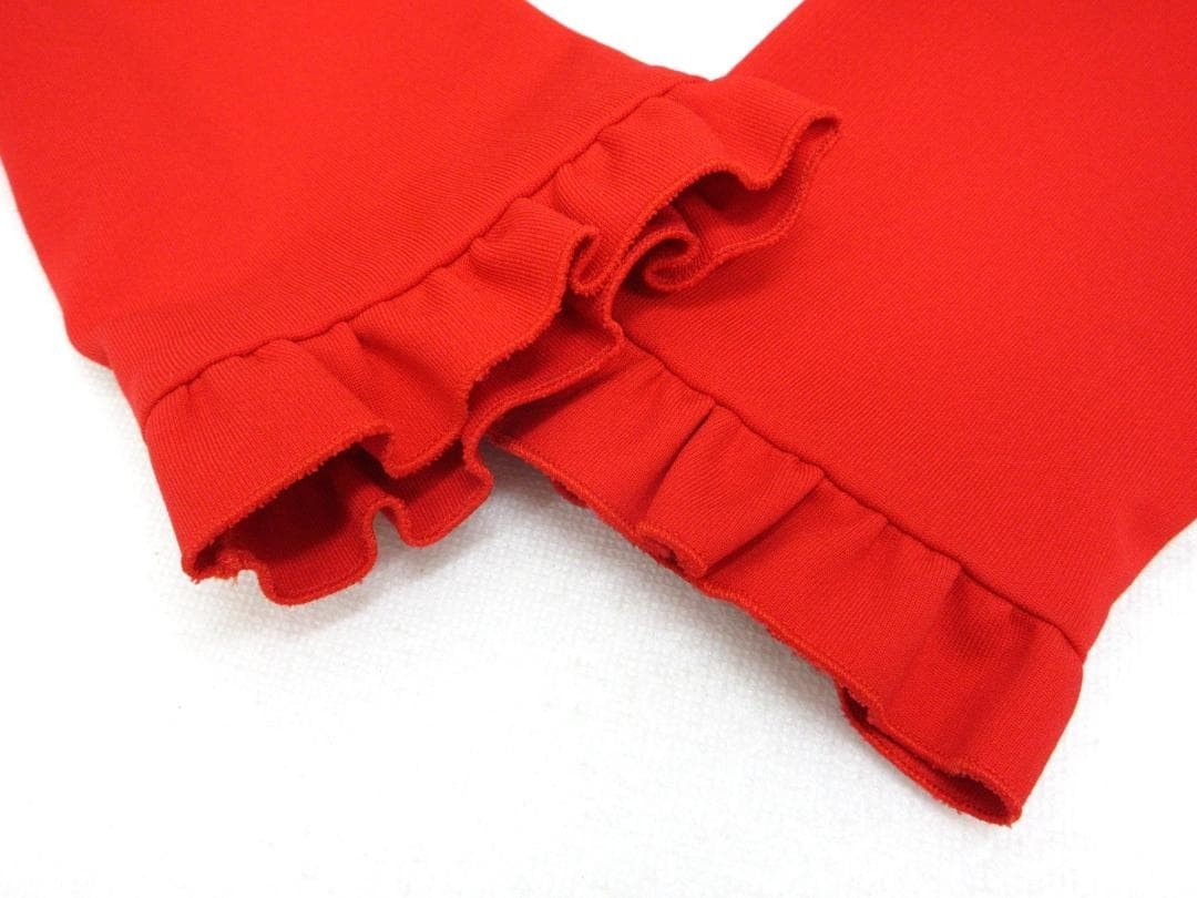 GUCCI Dress S Red Frill Jersey Ribbon 95.5cm Length Pre-Owned