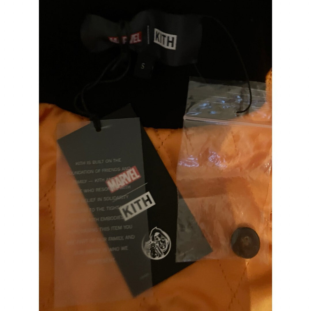 KITH Marvel Collaboration Varsity Jacket S Size Orange Lining New