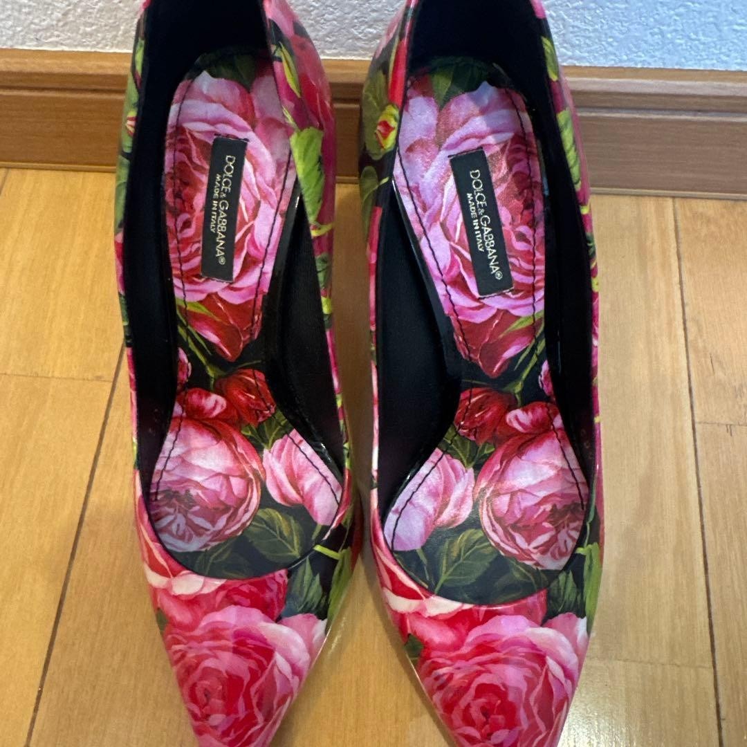 Dolce&Gabbana Women 6.5US Flower Print High Heels Pointed toe Pink Luxury Italia