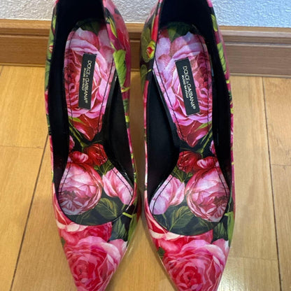 Dolce&Gabbana Women 6.5US Flower Print High Heels Pointed toe Pink Luxury Italia