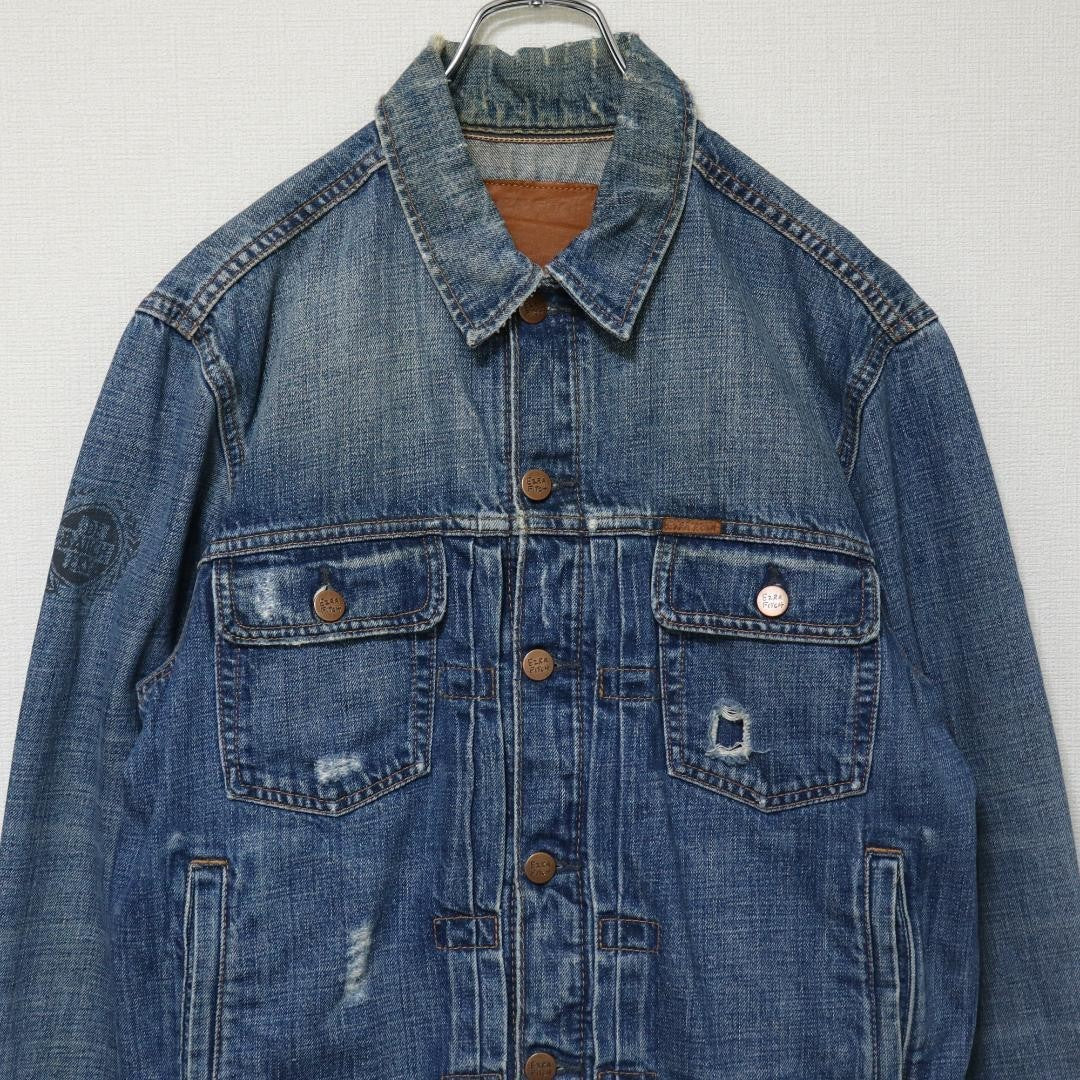 2000s EZRA FITCH Denim Jacket Distressed Turkey Made M
