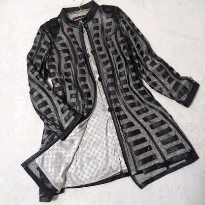 Rare ARBORENTE Made in Japan Cowhide Lamb Leather Mesh Long Coat