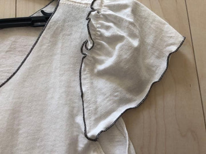 Anna Sui White Short Sleeve Cardigan XS Frill Ribbon Stickon Button Japan