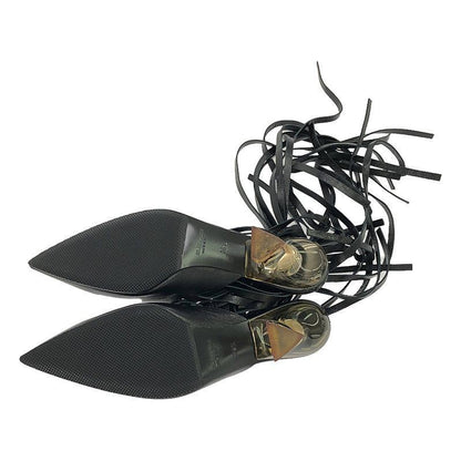 JIL SANDER | 2022SS Leather Fringe Slingback Clear Heel PUMPS 36 1 2 Used KLDR-0