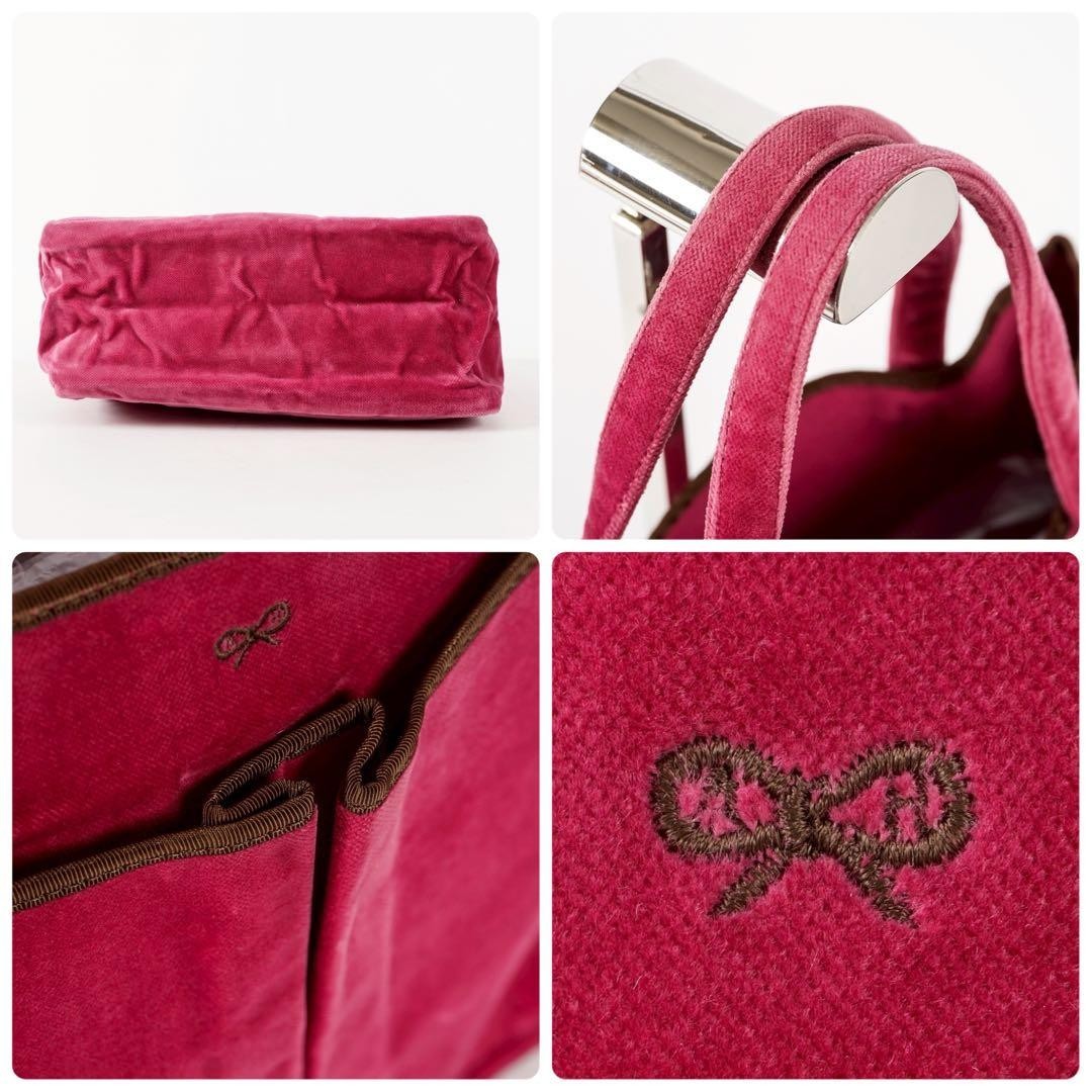 Anya Hindmarch Tote Bag Handbag Velour Red From Japan 136004K Authentic