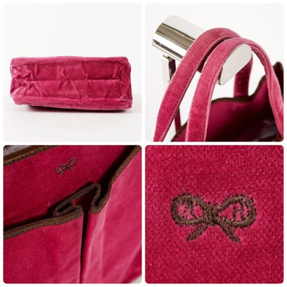Anya Hindmarch Tote Bag Handbag Velour Red From Japan 136004K Authentic