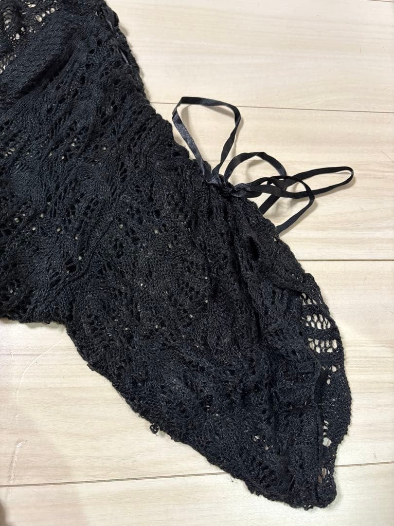 Axes Femme Black Ruffle Cardigan Long Sleeve Japan
