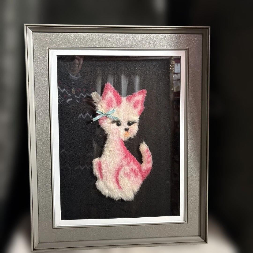 Showa Retro Cultural Embroidery Cat Embroidery Painting Embroidery Framed