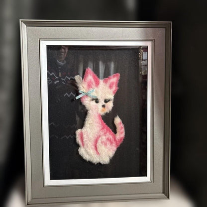 Showa Retro Cultural Embroidery Cat Embroidery Painting Embroidery Framed