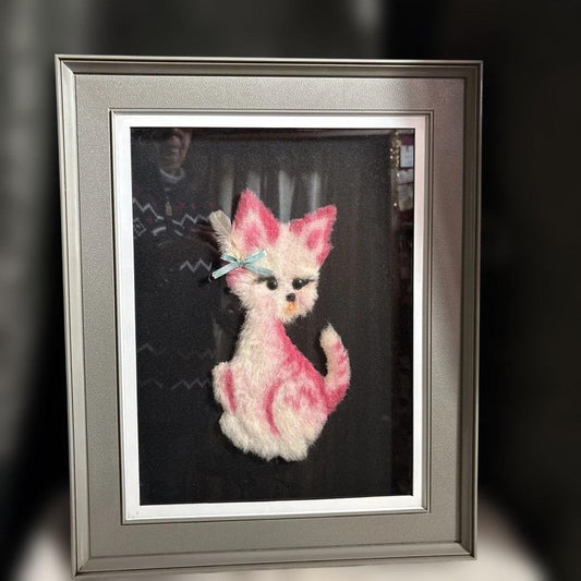 Showa Retro Cultural Embroidery Cat Embroidery Painting Embroidery Framed