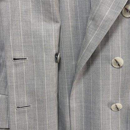 Yves Saint Laurent 90s Double Breasted Wool Suit Set Gray Pinstripe 34