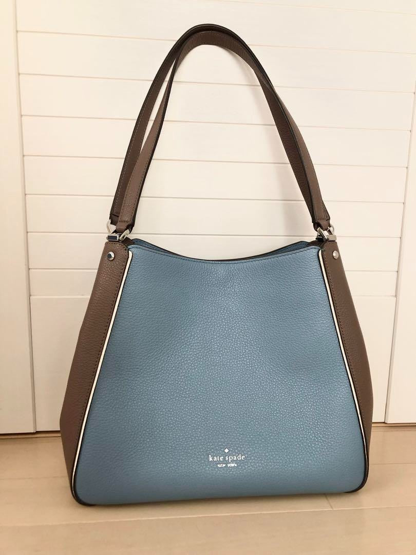 Kate Spade Layla Color Block Leather Shoulder Bag Near Mint Blue/Brown /Used