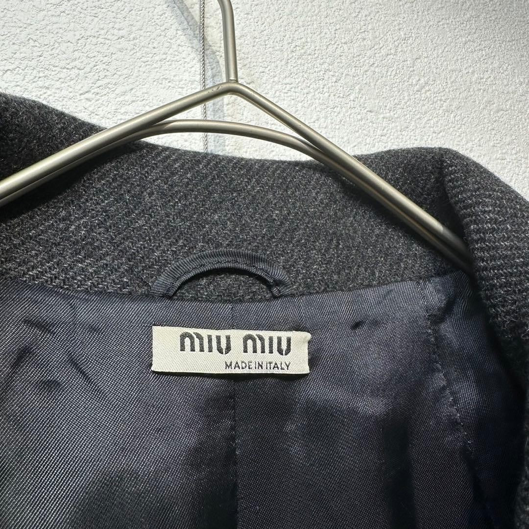 MIU MIU Archive Gray Wool Angora Belted Flare Aline Coat Jacket Size38 Y2K Italy