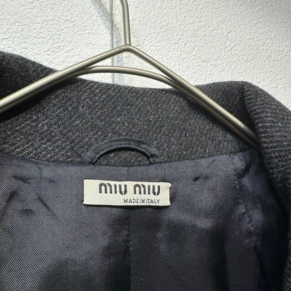 MIU MIU Archive Gray Wool Angora Belted Flare Aline Coat Jacket Size38 Y2K Italy