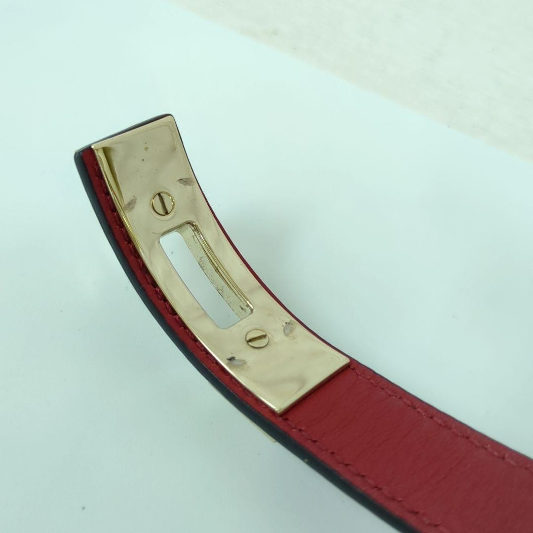 Valentino Garavani Red Leather Gold Studded Bracelet Size M 21.7cm 8.5" Used