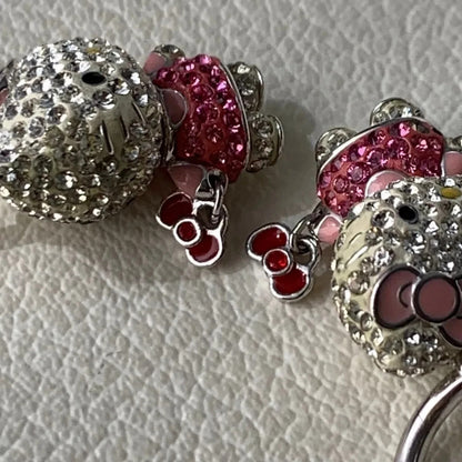 Rare, discontinued Hello Kitty earrings, Swarovski crystal hoop earrings set.
