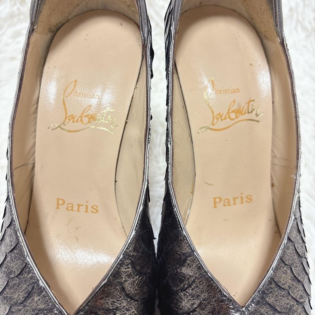 Rare Christian Louboutin Python Metallic Pumps Size 36 US 6 Red Sole Heels