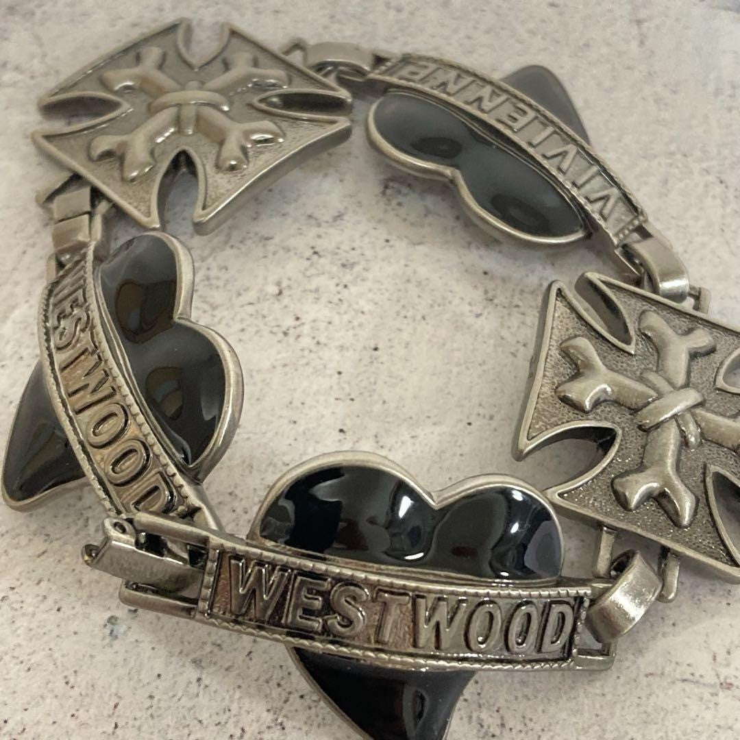 Vivienne Westwood Logo Heart Bracelet Silver Jewelry Japan Rare Gift