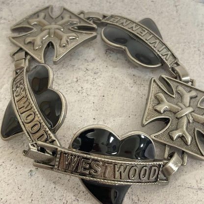 Vivienne Westwood Logo Heart Bracelet Silver Jewelry Japan Rare Gift