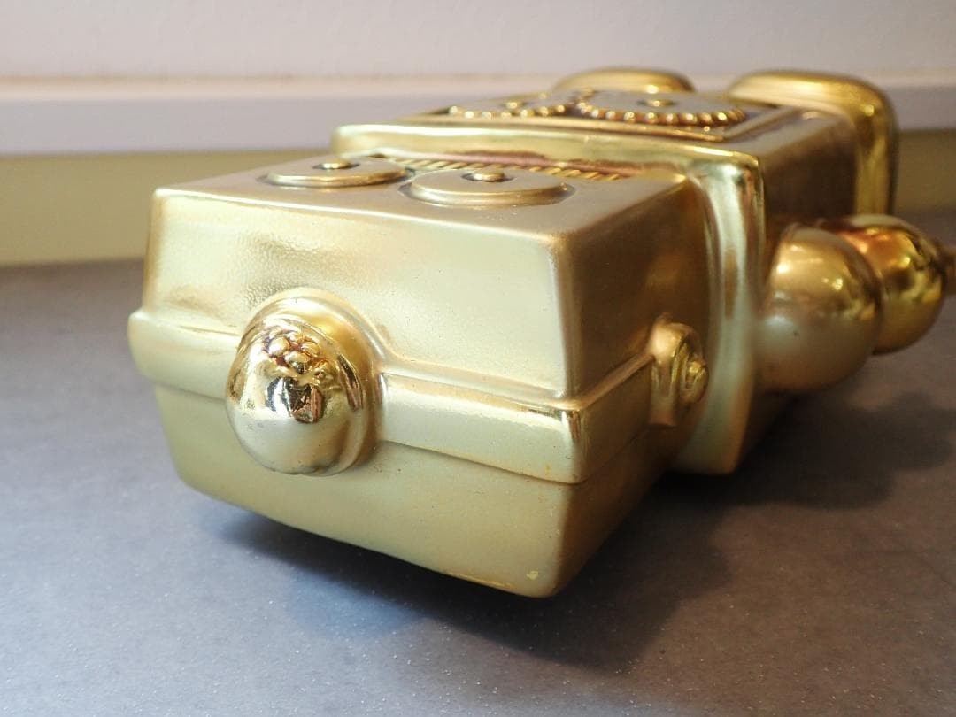 Robot Ceramic Piggy Bank 80s Gold Showa Retro