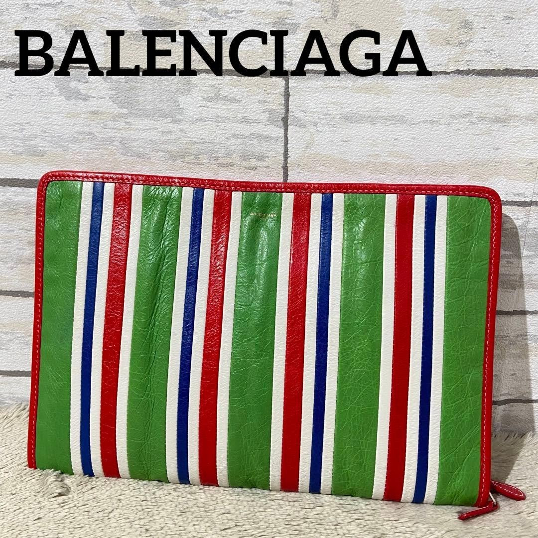 Balenciaga Clutch Bag Bazaar Leather pocket Multi-Color Unisex Fashion Goods