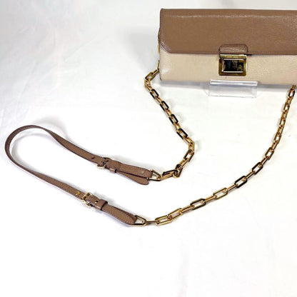 Miu Miu Chain Wallet Leather Pink Gold Auth am8441
