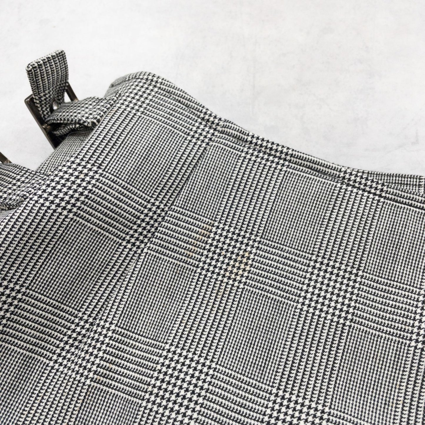 Christian Dior Galliano Houndstooth Plaid Wool Pleated Mini Skirt FR40 Archive