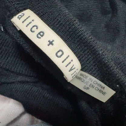 ALICE + OLIVIA Black Sweater Knit with Embroidery & Beads Size S Beaded Japan