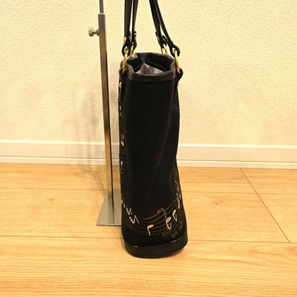 Rare Lulu Guinness Music Score Design Tote Bag (Black)