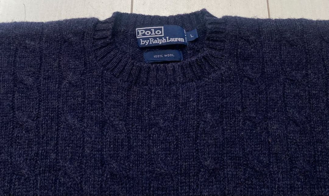 90s POLO BEAR Polo Bear Ralph Lauren Knit Sweater Navy
