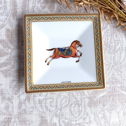 Hermes Cheval d’Orient Mini Plate Tray Porcelain Oriental Theme Decor Rare Used
