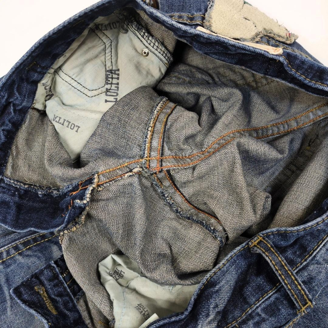 LOLITA JEANS Yoshitomo Nara denim jeans Size XXL Rare Design Embroidery