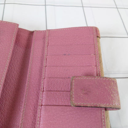 Gucci Gg Canvas Bifold Wallet Leather Beige/Pink