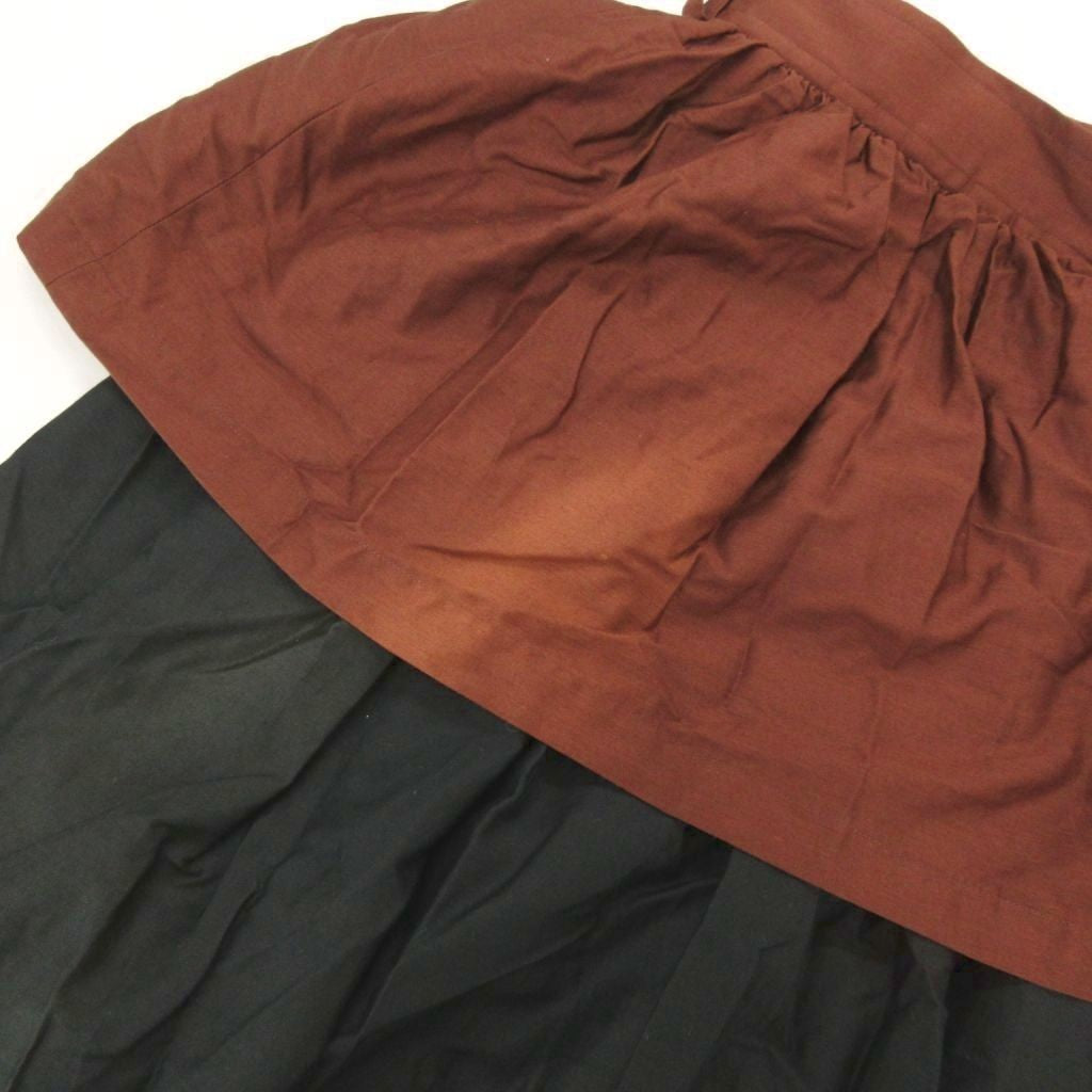 Vintage Yves Saint Laurent Peplum Flare Skirt Size M Black Brown Cotton YSL