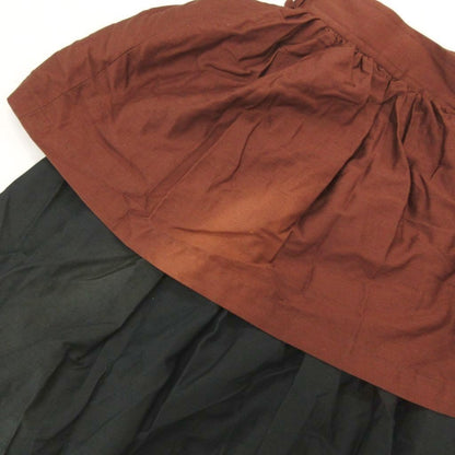 Vintage Yves Saint Laurent Peplum Flare Skirt Size M Black Brown Cotton YSL