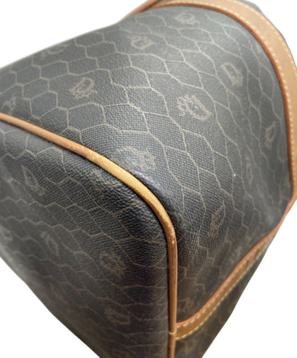Dior Honeycomb Hand Bag Black Canvas Leather Vintage Authentic
