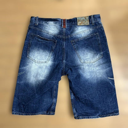 Karakuri Tamashii Goldfish Embroidered Denim Shorts Indigo/Size34/VG LTD From JP