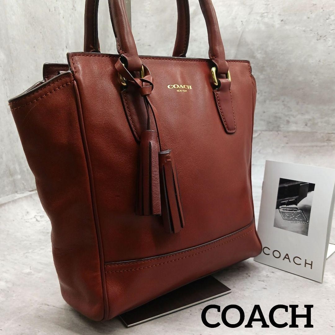 COACH Legacy Mini Tanner Leather Tote Handbag Brown Women Authentic