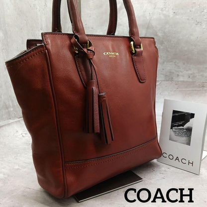COACH Legacy Mini Tanner Leather Tote Handbag Brown Women Authentic