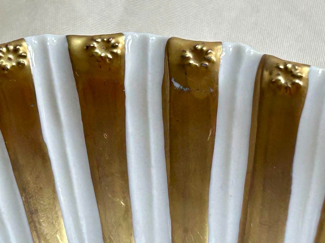 PORCELLANE VILLARI White Gold Shell Dish Plate 15.5cm x 12.5cm