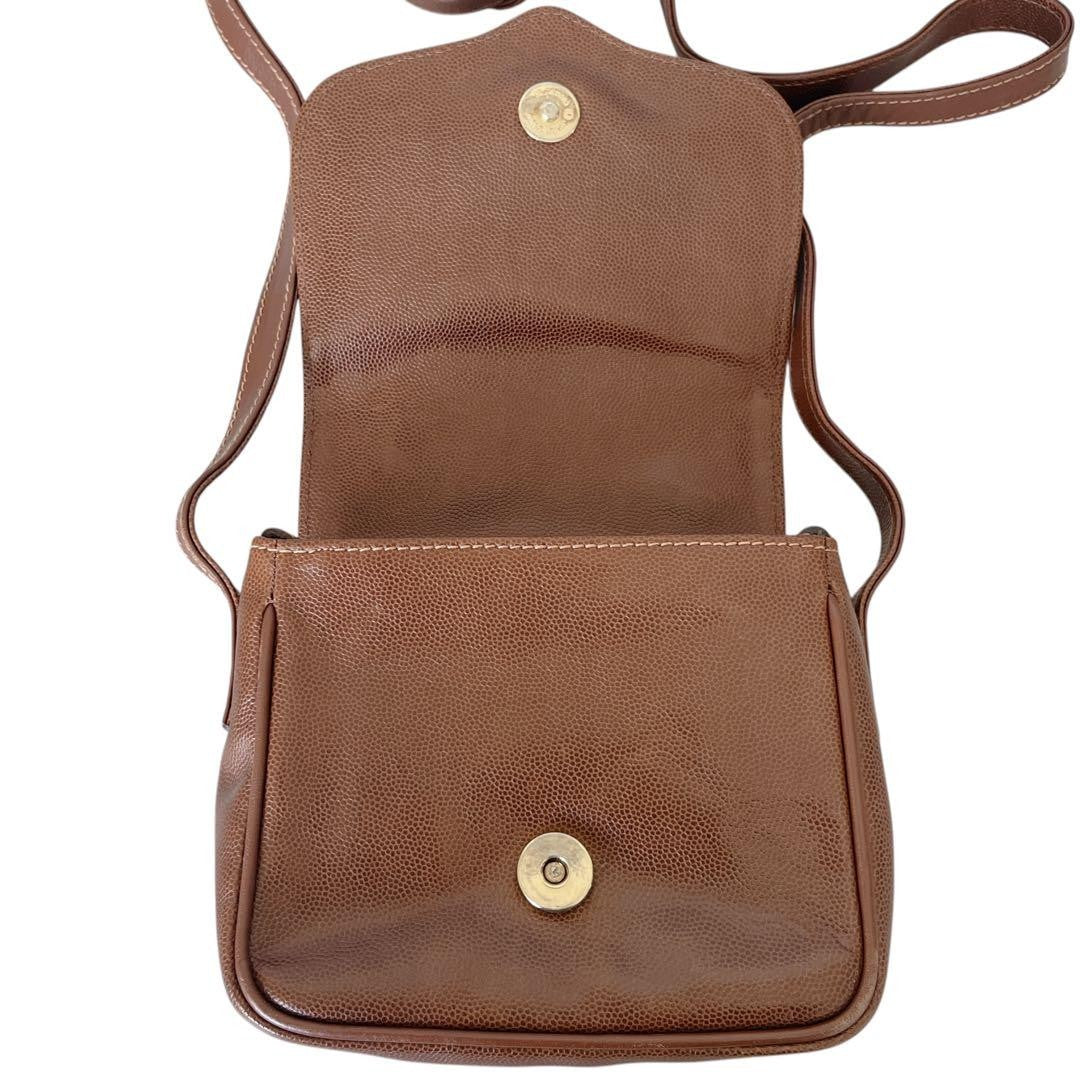 "Lanvin Mini Crossbody Shoulder Bag Brown Leather Logo Rare Authentic" /Used++