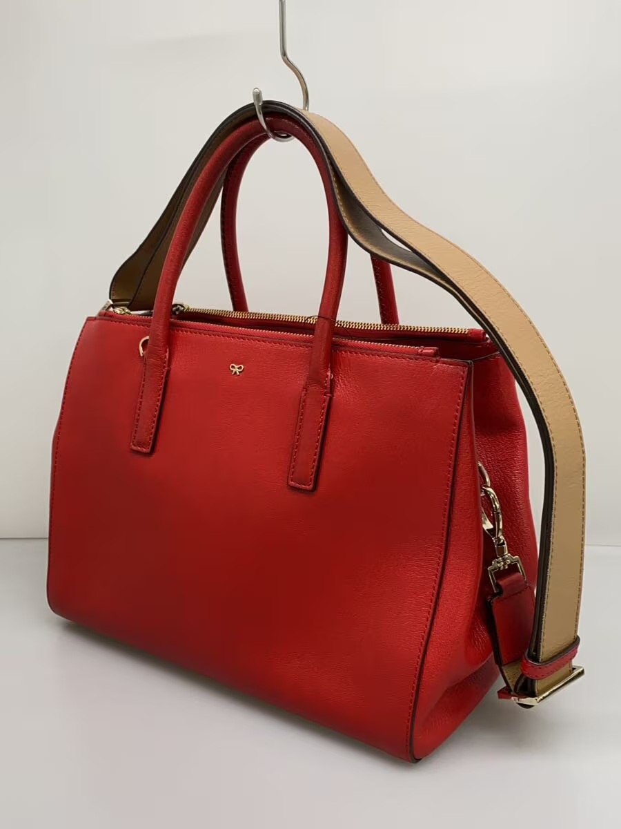 Anya Hindmarch Leather Tote Bag – Shoulder Strap – Dark Red / Bordeaux – Excelle
