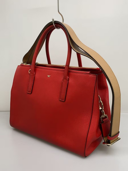 Anya Hindmarch Leather Tote Bag – Shoulder Strap – Dark Red / Bordeaux – Excelle